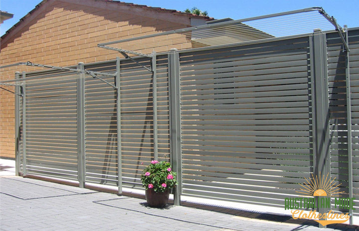 Austral 3.3m Ground Mount Kit - Standard Ground Mount Kit against the fence - Australian Made Clotheslines