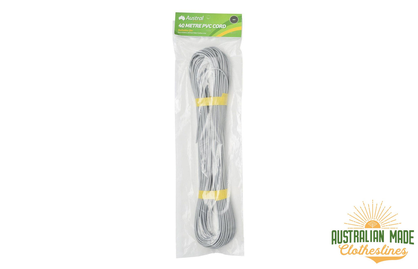 Austral 40m Clothesline Cord - Woodland Grey wrapped - Australian Made Clotheslines