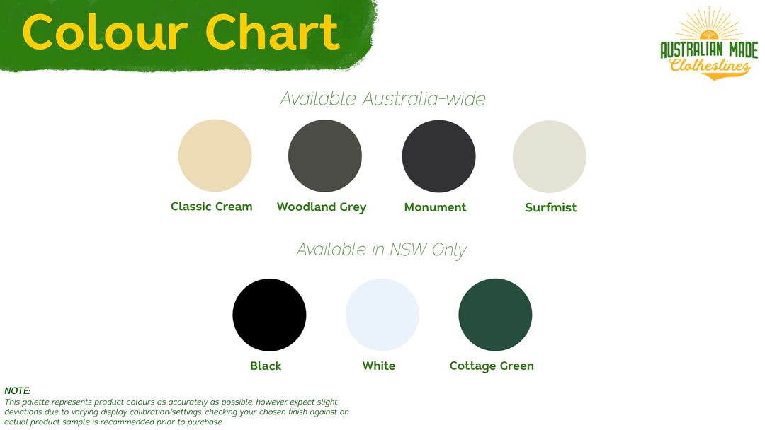 austral retractaway 40 plus colour chart