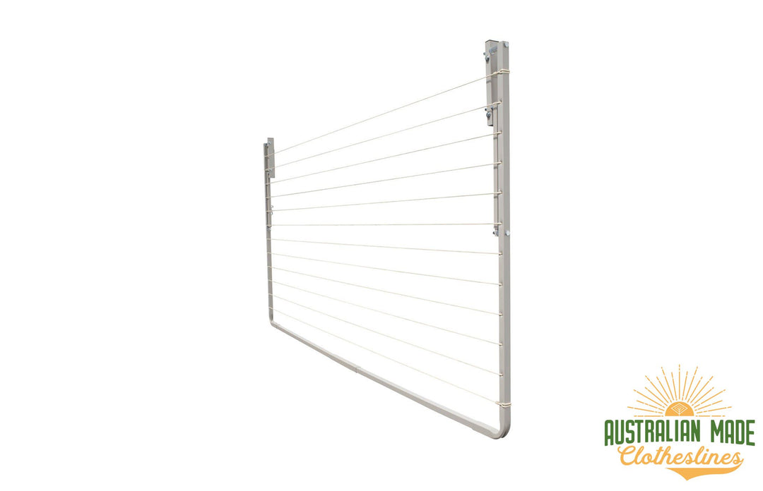 Eco 300 Clothesline - Surfmist Right Side View Folded Down - Australian Made Clotheslines