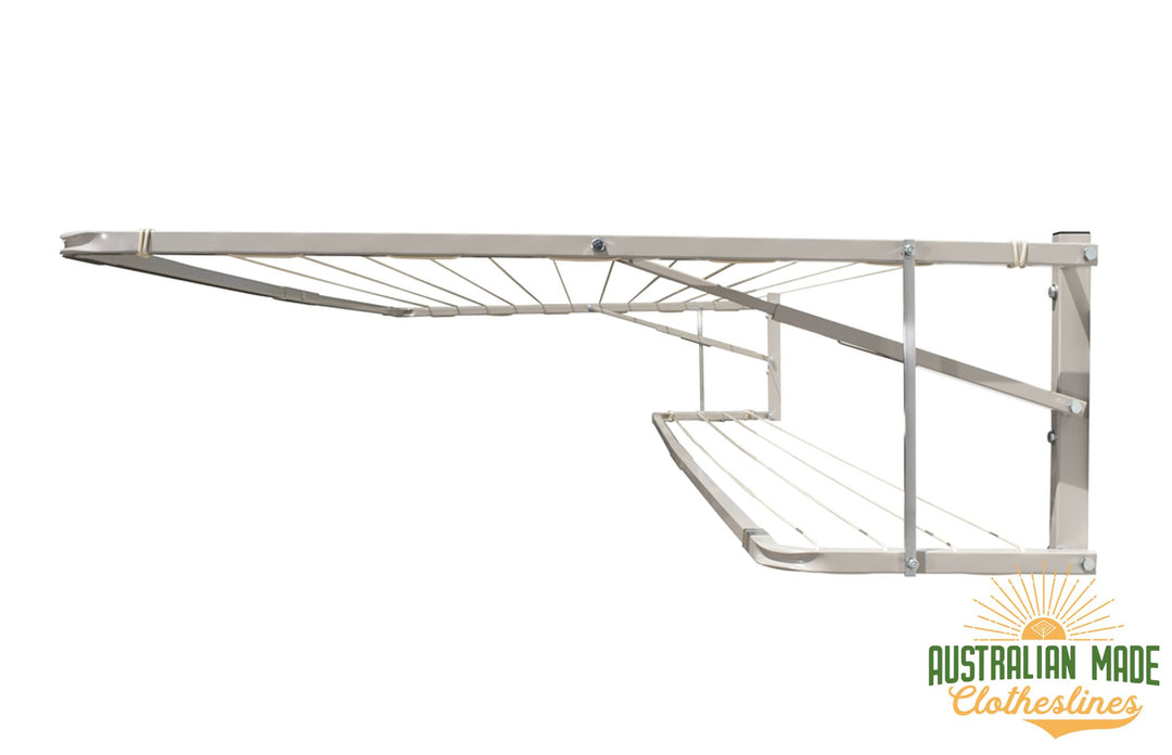 Eco 300 Clothesline - Surfmist Right Side View With Eco Lowline Attachment - Australian Made Clotheslines