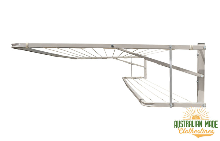 Eco 300 Clothesline - Surfmist Right Side View With Eco Lowline Attachment - Australian Made Clotheslines