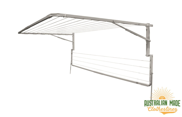 Eco 120 Clothesline - Surfmist Right Perspective With Eco Lowline Folded Down - Australian Made Clotheslines