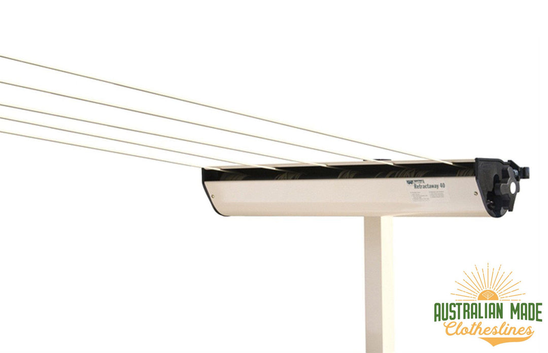 Austral Retractaway Clothesline Post - Classic Cream With Retractable Clothesline Attached - Australian Made Clotheslines