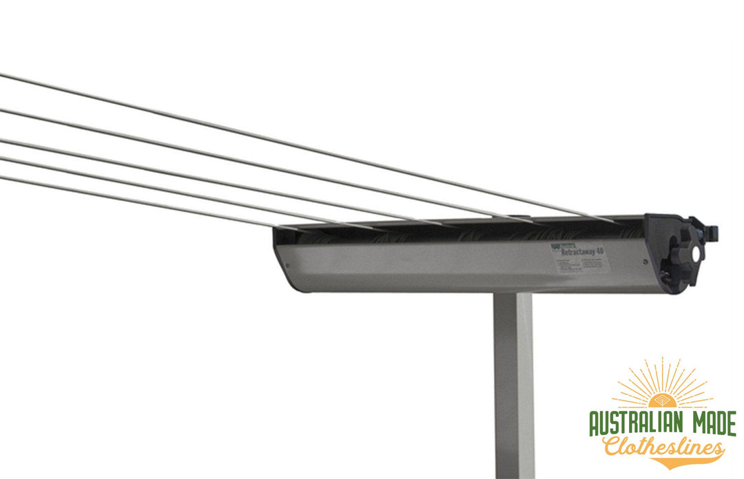 Austral Retractaway Clothesline Post - Woodland Grey With Retractable Clothesline Attached - Australian Made Clotheslines