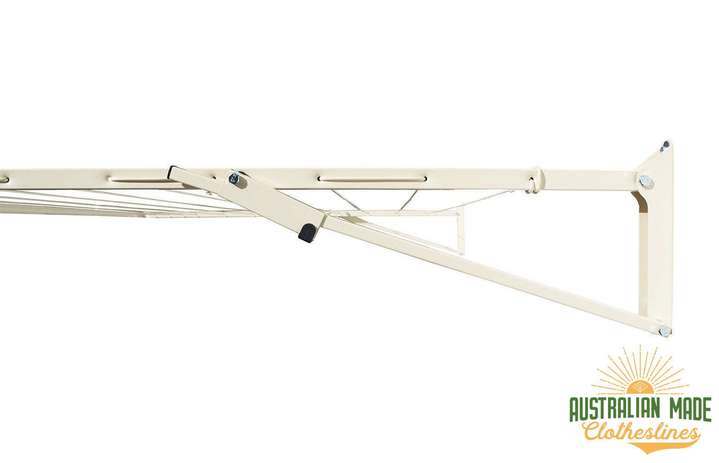 Austral Standard 28 Clothesline - Classic Cream Close Up Right Side View - Australian Made Clotheslines