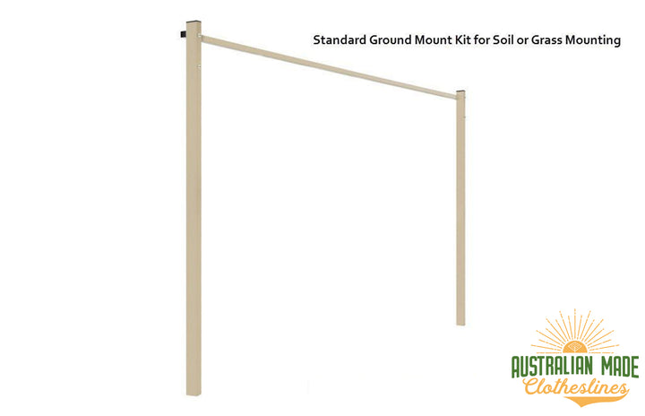 Austral Compact 28 Clothesline - Classic Cream Standard Ground Mount Kit for Soil or Grass Mounting - Australian Made Clotheslines