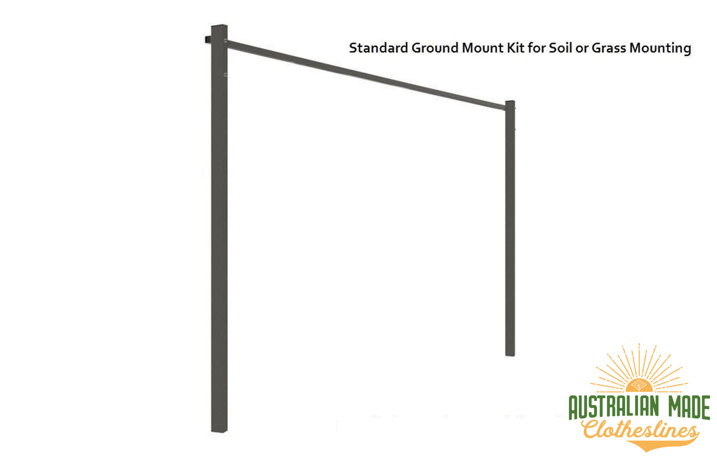 Austral Compact 28 Clothesline - Woodland Grey Standard Ground Mount Kit for Soil or Grass Mounting - Australian Made Clotheslines