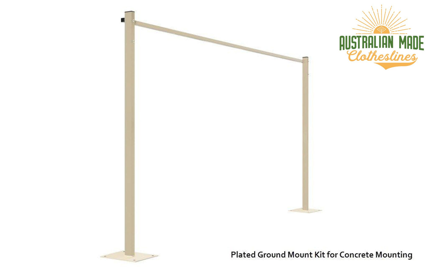 Austral 3.3m Ground Mount Kit - Classic Cream Plated Ground Mount Kit for Concrete Mounting - Australian Made Clotheslines