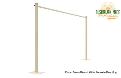 Austral 3.3m Ground Mount Kit - Classic Cream Plated Ground Mount Kit for Concrete Mounting - Australian Made Clotheslines