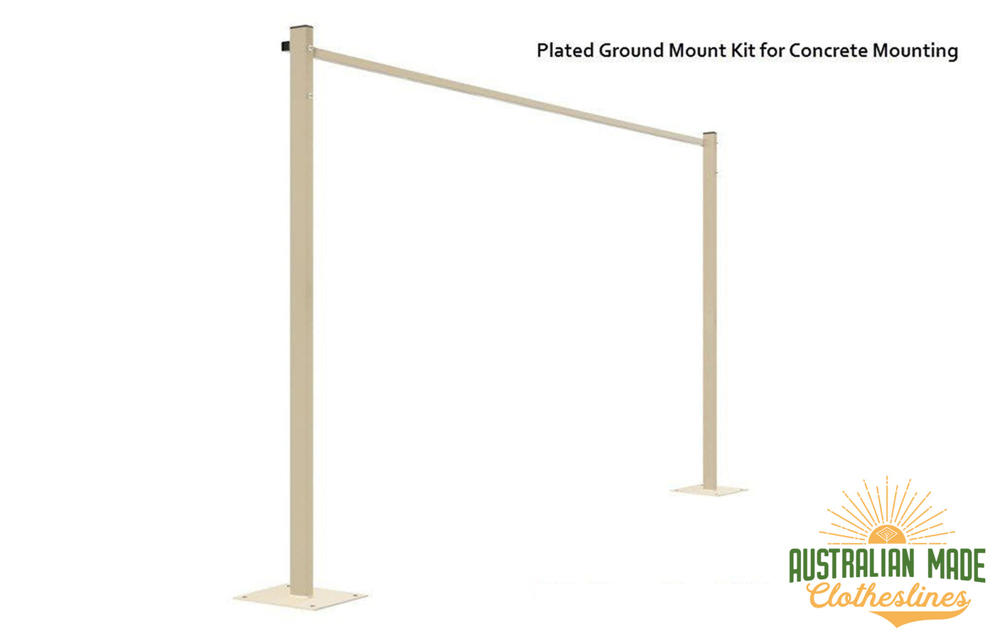 Austral Compact 28 Clothesline - Classic Cream Plated Ground Mount Kit for Concrete Mounting - Australian Made Clotheslines