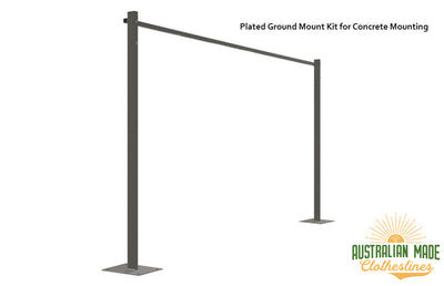 Austral Compact 28 Clothesline - Woodland Grey Plated Ground Mount Kit for Concrete Mounting - Australian Made Clotheslines