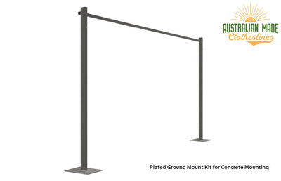 Austral 3.3m Ground Mount Kit - Woodland Grey Plated Ground Mount Kit for Concrete Mounting - Australian Made Clotheslines